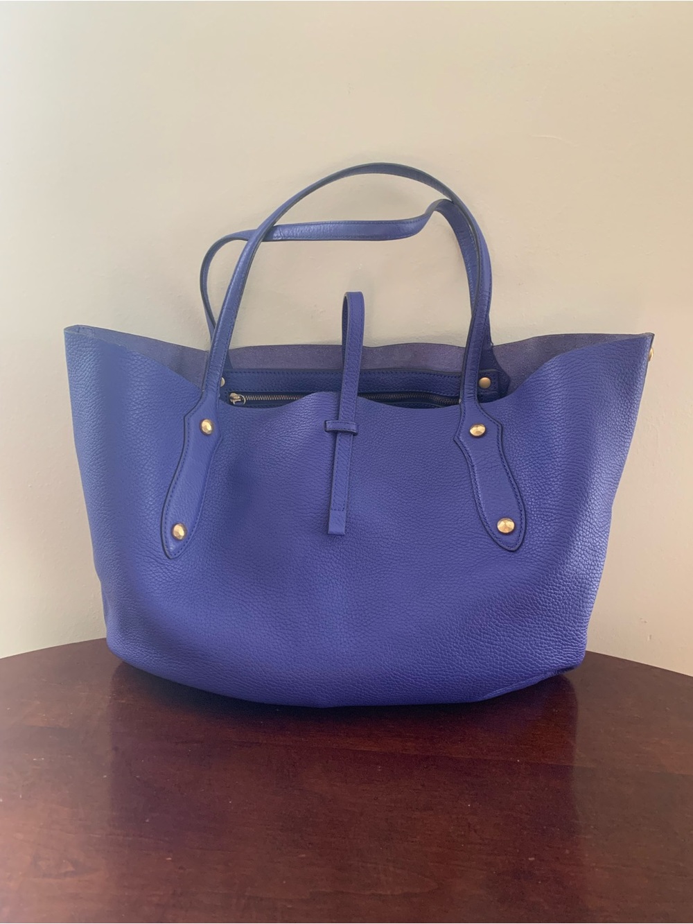 Annabel Ingall Purple Leather Tote Bag